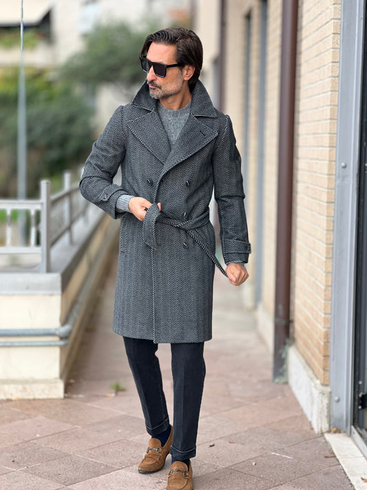 BLUE HIGH NECK COAT