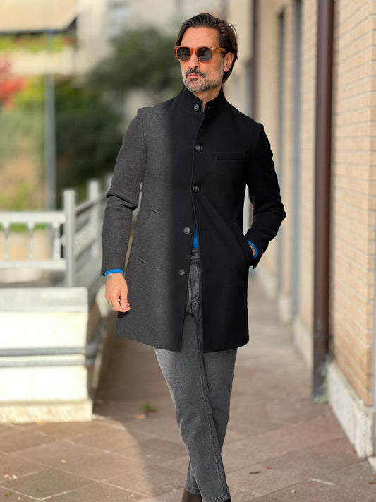 BLUE HIGH NECK COAT