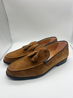 DOUBLE BUCKLE BLACK SUEDE LOAFERS