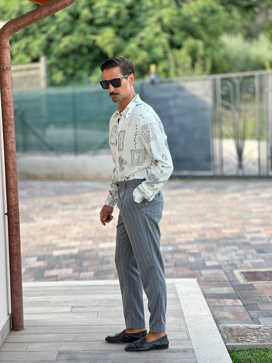 PANTALONE GESSATO GRIGIO ALTATENSIONE