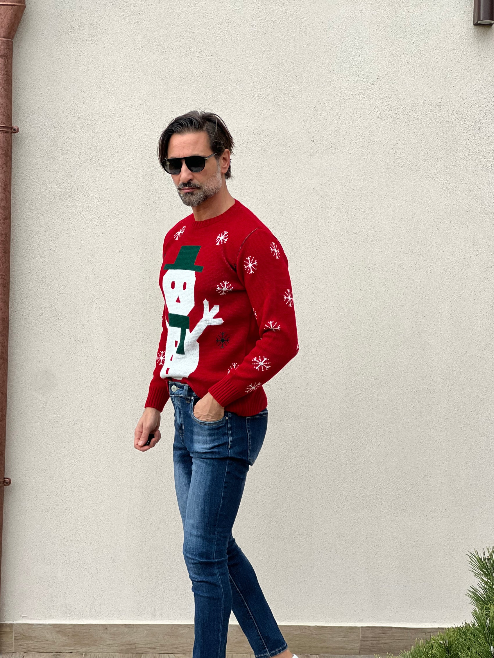 GIROCOLLO ROSSO PUPAZZO DI NEVE