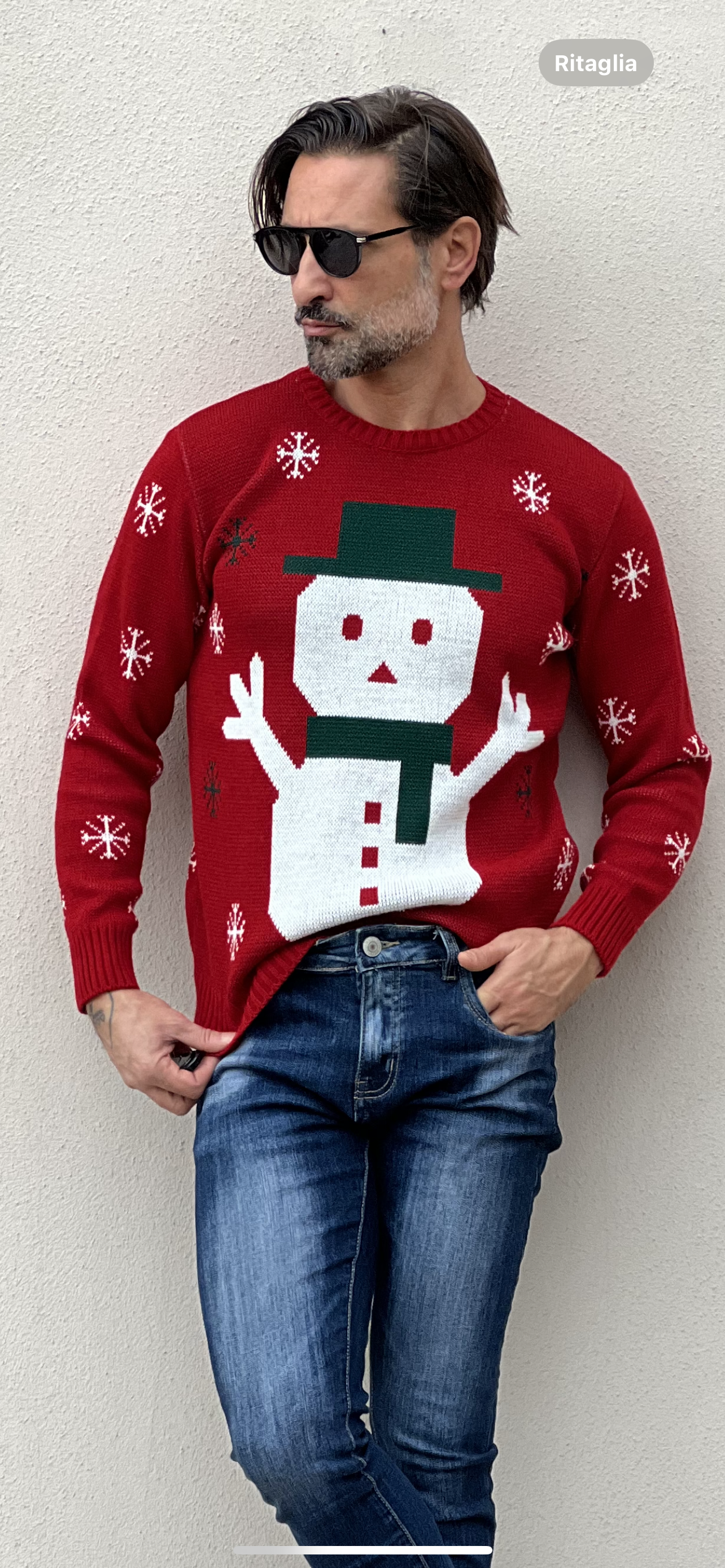 GIROCOLLO ROSSO PUPAZZO DI NEVE