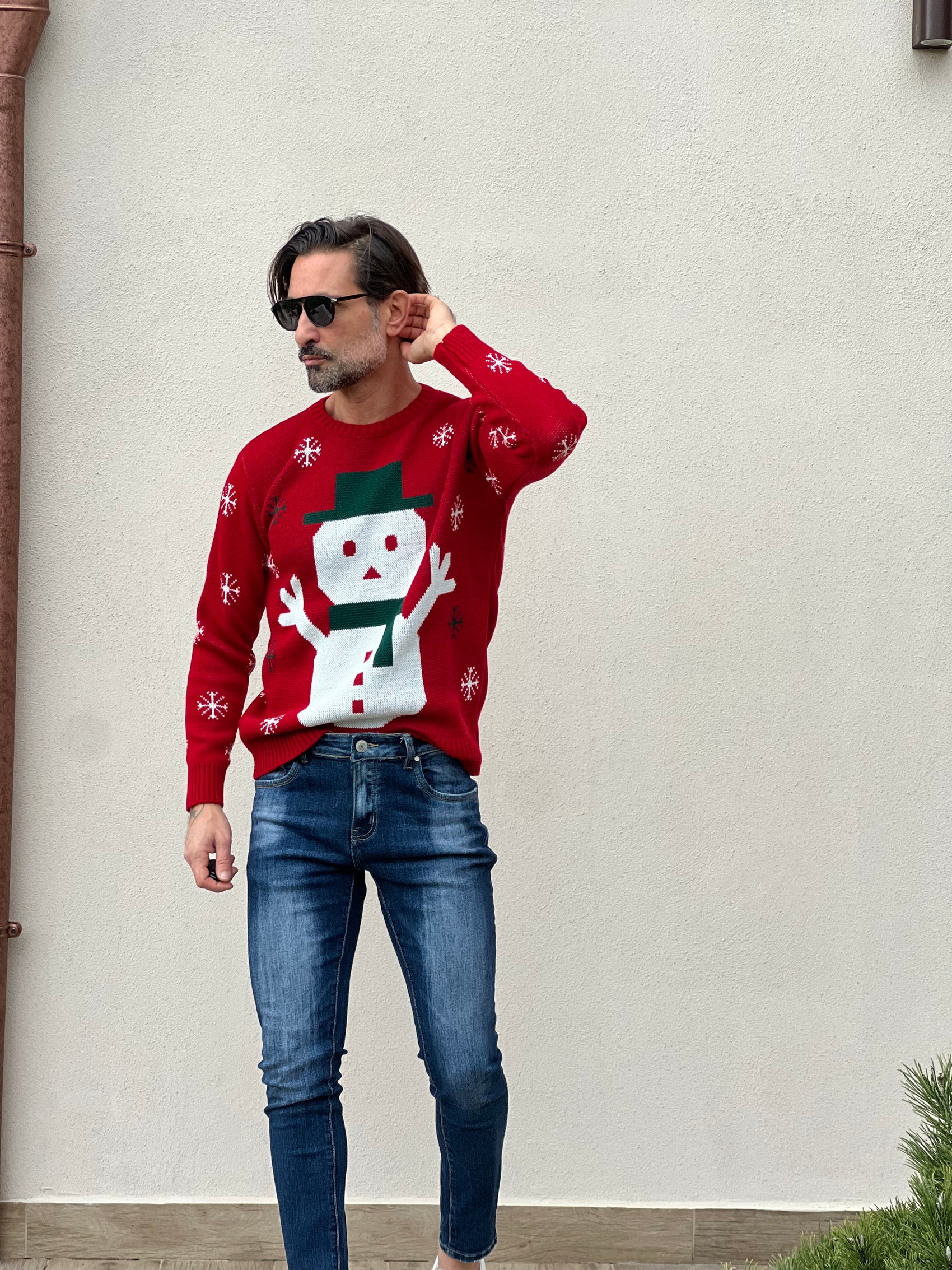 GIROCOLLO ROSSO PUPAZZO DI NEVE