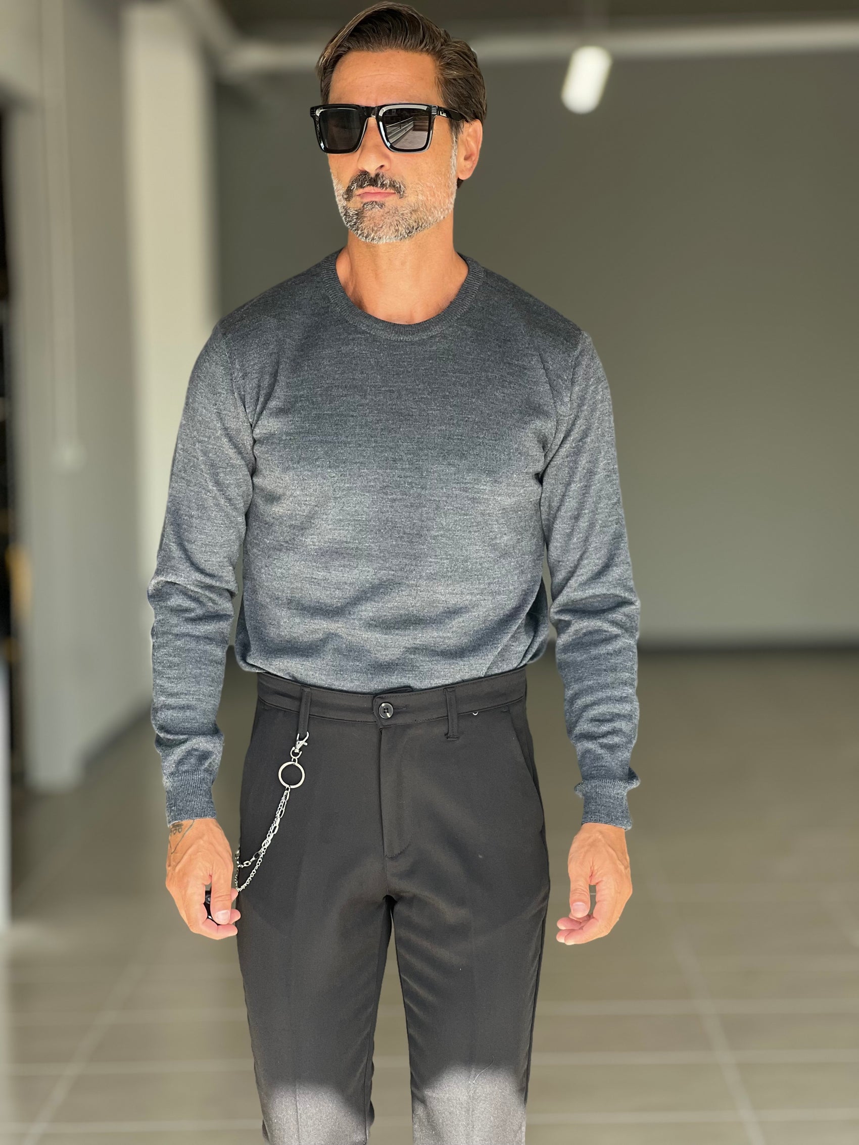 MAGLIA KOON GRIGIA MISTO LANA TOPPA GOMITI