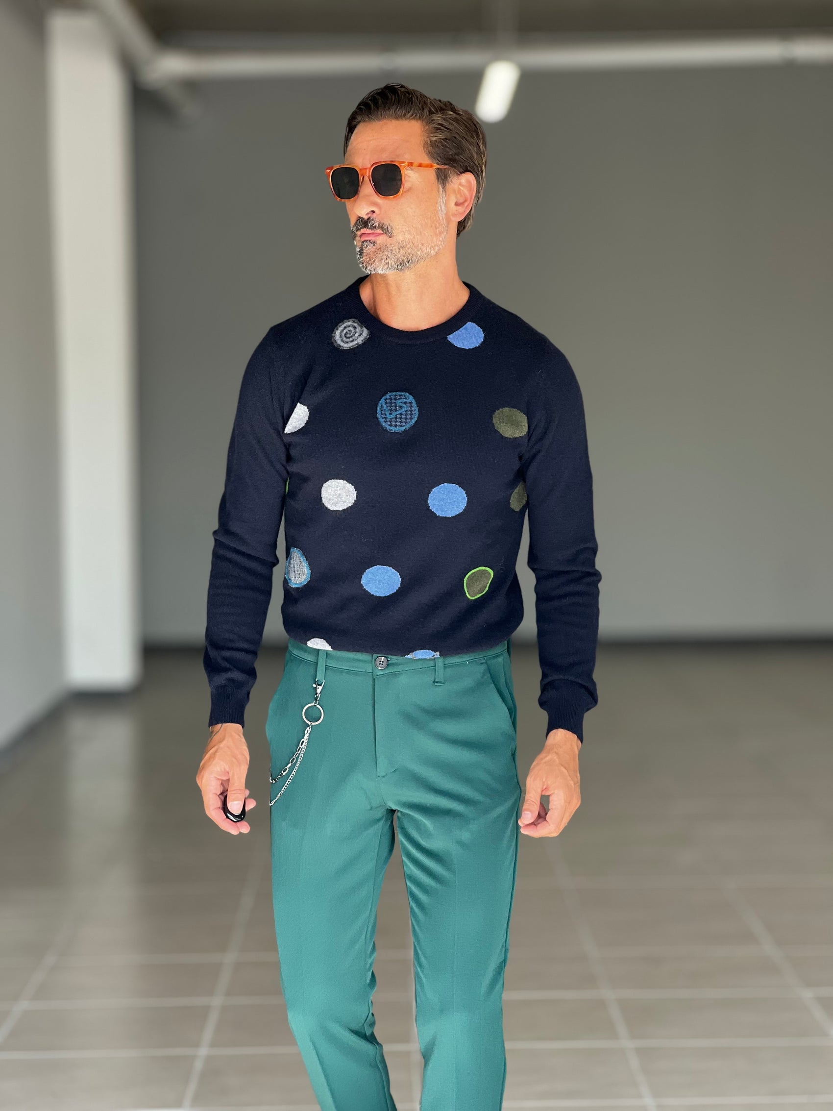 MAGLIA KOON BLU POIS  MISTO LANA