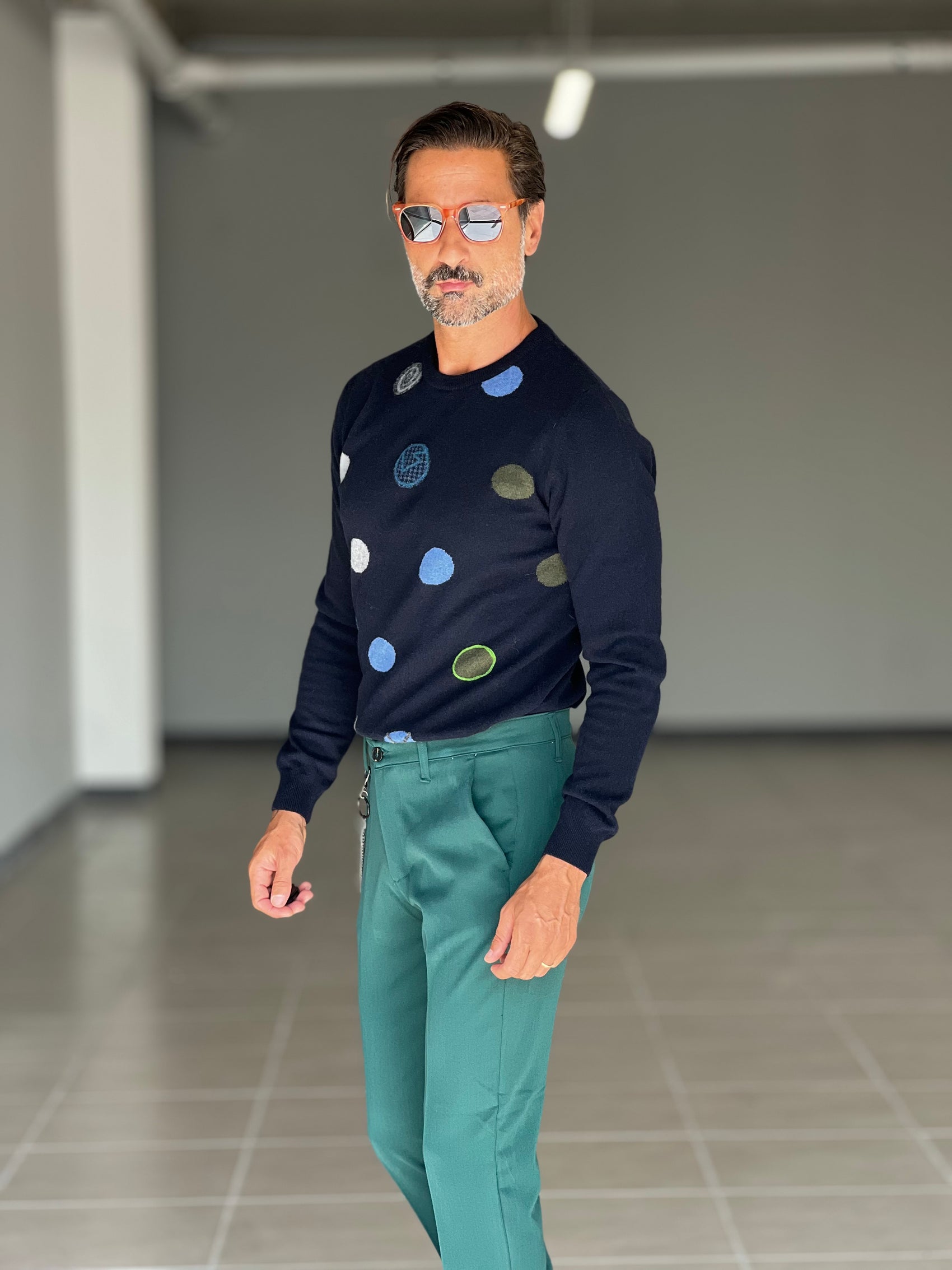 MAGLIA KOON BLU POIS  MISTO LANA