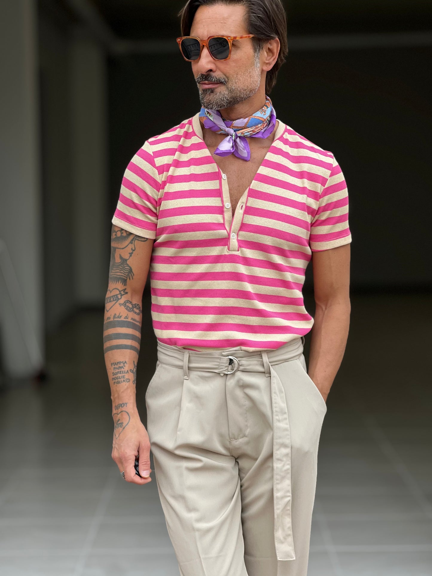 PINK AND BEIGE STRIPE SERAFINO